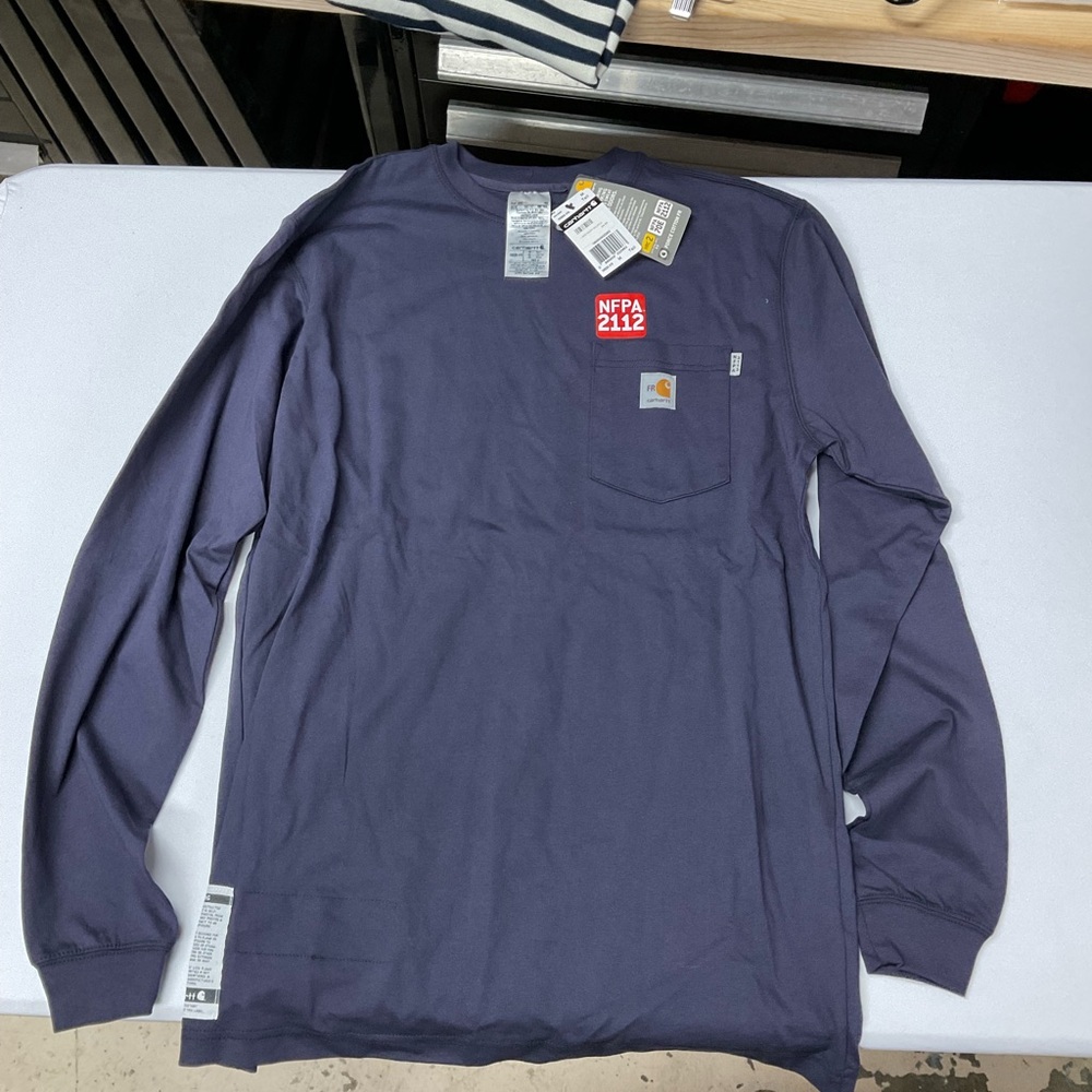 Carhartt Blue Long Sleeve Tee Classic Crew Neck FR